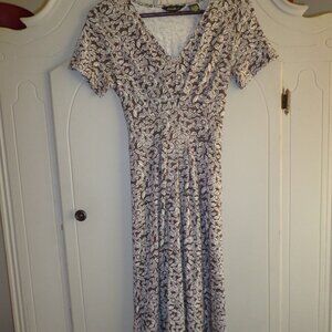 Dress Eddie Bauer Tie Back Sz PXS Brown/White Short Sleeves